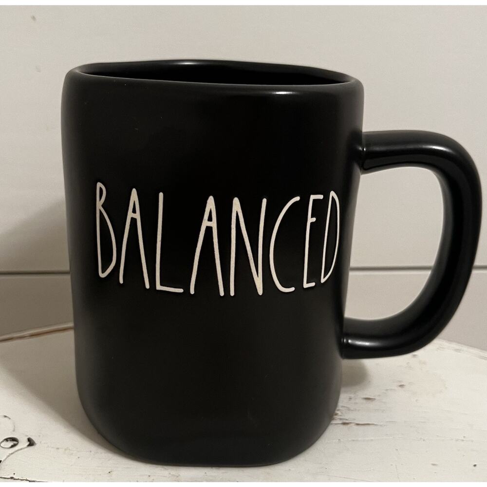 RAE DUNN Artisan Collection by Magenta "BALANCED" Coffee Mug LL Black!